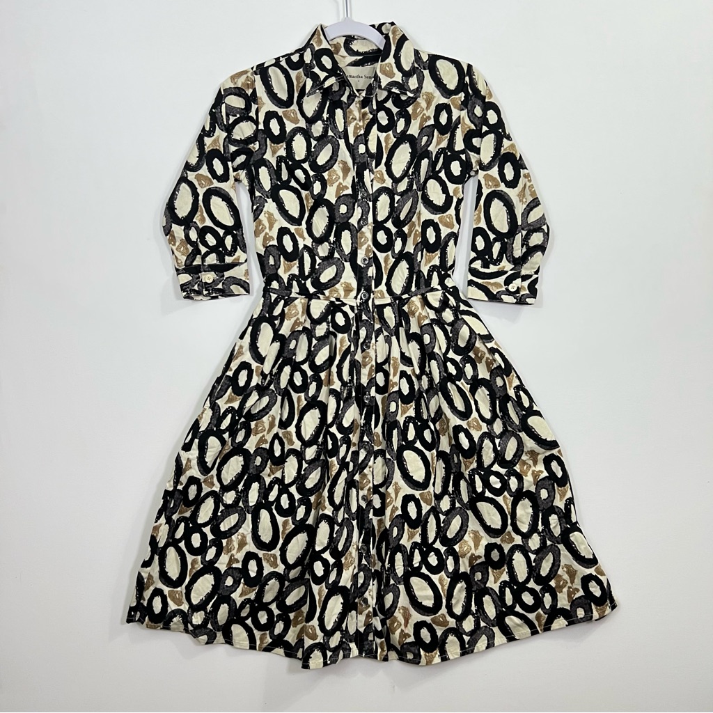 Samantha Sung A Line Dress Womens 0 Button Front Knee Length